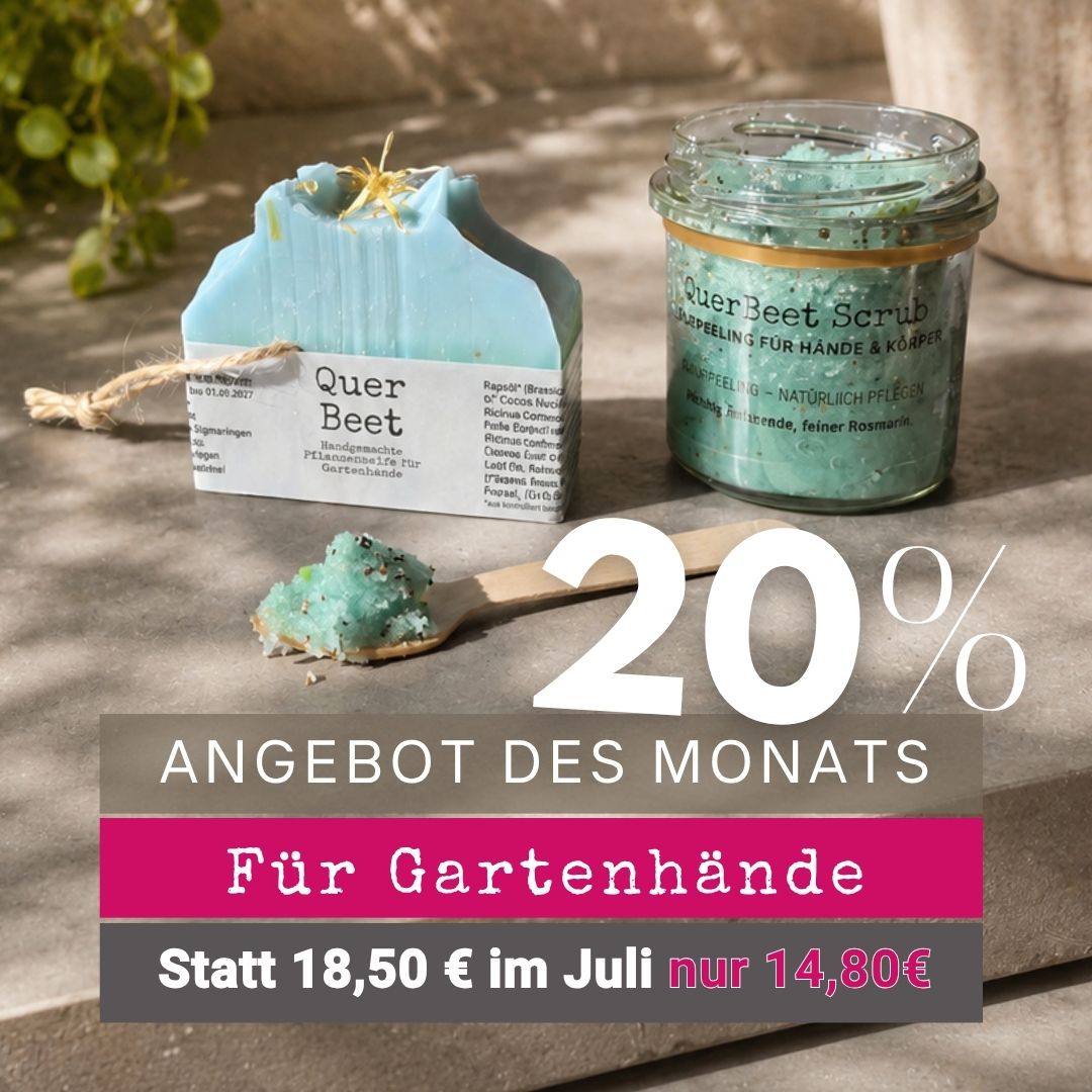 QuerBeet GärtnerSet mit handgemachter Gärtnerseife und pflegendem Handpeeling für saubere und gepflegte Hände nach der Gartenarbeit