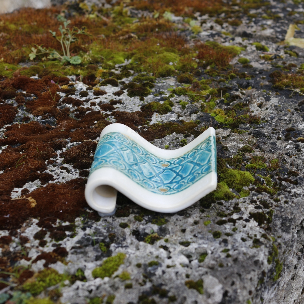 Seifenschale Keramik - Welle - lagunengrün - handmade